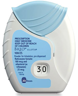 Breo Ellipta 100 mcg/25 mcg Powder for inhalation