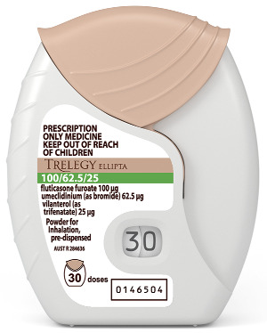 Trelegy Ellipta 100 mcg/62.5 mcg/25 mcg Powder for inhalation